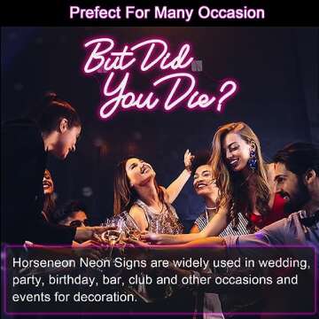 Horseneon But Did You Die Neon Led Sign, Pink Neon Signs for Wall Decor, Letter Neon Lights with USB Powered for Room Decor, Bedroom, Office, Gym, Livingroom