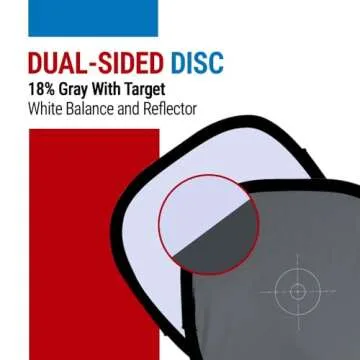 Vidpro WB-24 White Balance Dual-Sided Disc - 18% Gray Card with Target & Neutral White Panel - Collapsible & Wipe Clean Surface Reference Reflector Use in Any Lighting Condition Includes Carrying Case