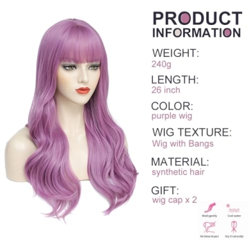 AISI QUEENS Long Purple Wig for Women | Cosplay & Parties