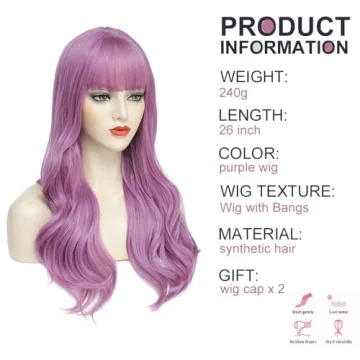 AISI QUEENS Long Purple Wig for Women | Cosplay & Parties