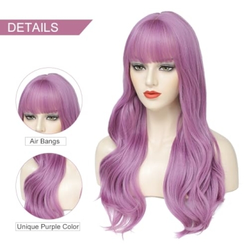 AISI QUEENS Long Purple Wig for Women | Cosplay & Parties