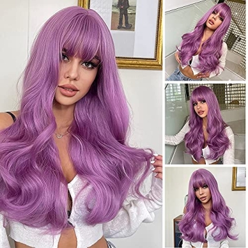 AISI QUEENS Long Purple Wig for Women | Cosplay & Parties