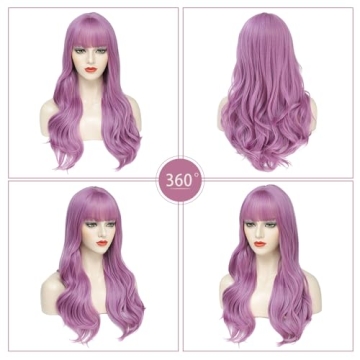 AISI QUEENS Long Purple Wig for Women | Cosplay & Parties