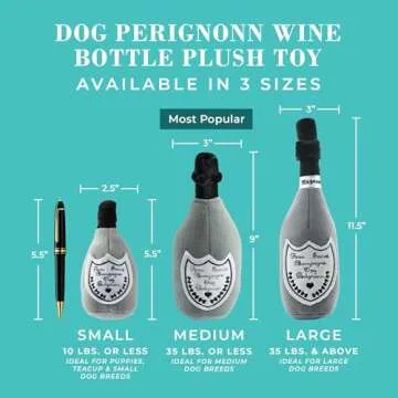 Haute Diggity Dog Champagne Dog Perignonn, Plush Designer Dog Toys with Interactive Squeaker, Stimulating Pet Enrichment, Machine-Washable & Safe Materials for All Breeds, Size Small