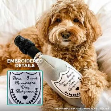 Haute Diggity Dog Champagne Dog Perignonn, Plush Designer Dog Toys with Interactive Squeaker, Stimulating Pet Enrichment, Machine-Washable & Safe Materials for All Breeds, Size Small