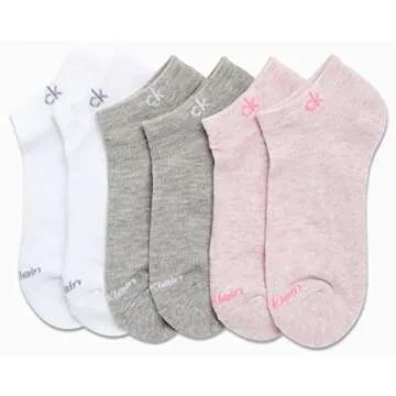 Calvin Klein Women's Low Cut Socks - 6 Pack Performance Cushion Comfort No Show Socks - Breathable Athletic Socks for Women (4-10), Size 4-10, Assorted