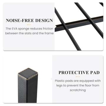 SHA CERLIN 14 Inch Queen Size Metal Platform Bed Frame with Wooden Headboard and Footboard, Mattress Foundation, No Box Spring Needed, Large Under Bed Storage, Non-Slip Without Noise, Walnut