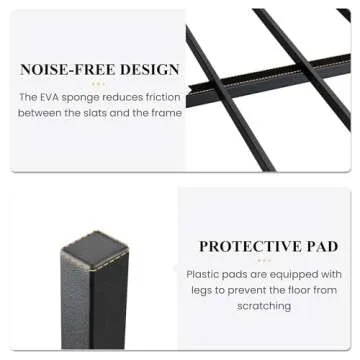 SHA CERLIN 14 Inch Queen Size Metal Platform Bed Frame with Wooden Headboard and Footboard, Mattress Foundation, No Box Spring Needed, Large Under Bed Storage, Non-Slip Without Noise, Walnut