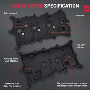 BDFHYK Engine Valve Cover with Gasket Compatible with 2007-2013 Nissan Altima L4 2.5L 2007-2012 Nissan Sentra L4 2.5L 13270JA00A 13264JA00A 13264JG30C