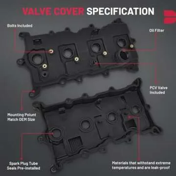 BDFHYK Engine Valve Cover with Gasket Compatible with 2007-2013 Nissan Altima L4 2.5L 2007-2012 Nissan Sentra L4 2.5L 13270JA00A 13264JA00A 13264JG30C