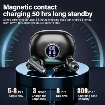 Fhumsh Wireless Earbuds with 50H Playtime and LED Display