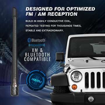 RYDONAIR Short Antenna Compatible with Jeep Wrangler 2007+ & Jeep Gladiator 2020+, Internal Copper C...