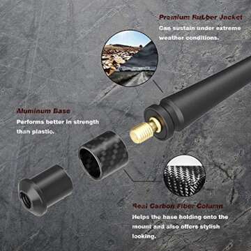 RYDONAIR Short Antenna Compatible with Jeep Wrangler 2007+ & Jeep Gladiator 2020+, Internal Copper Coil for Enhanced Reception, Car Wash Proof, 7 inches Rubber Antenna Replacement