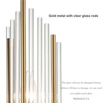 SHAWNKEY 2-Light Modern Brushed Titanium Gold Wall Sconce with Clear Glass Crystal Luxury Wall Light Fixtures for Bedroom Living Room Bathroom Vanity Mirror Light Fixtures Set of 2