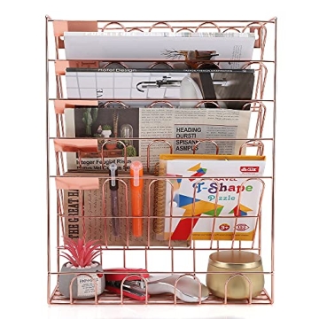 Elegant 6-Tier Hanging File Organizer in Rose Gold