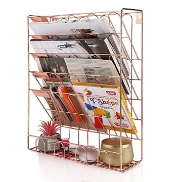 Elegant 6-Tier Hanging File Organizer in Rose Gold