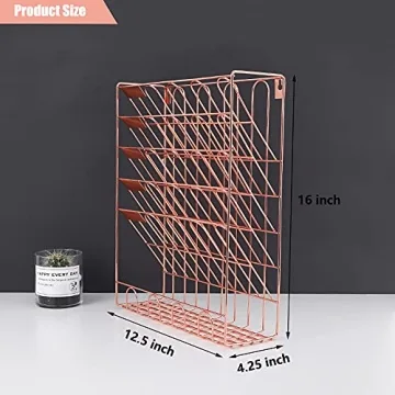 Elegant 6-Tier Hanging File Organizer in Rose Gold