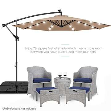 Best Choice Products 10ft Solar LED Offset Hanging Market Patio Umbrella for Backyard, Poolside, Law...
