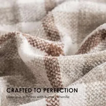 EVERGRACE Plaid Chenille Throw Blanket - Cozy & Decorative