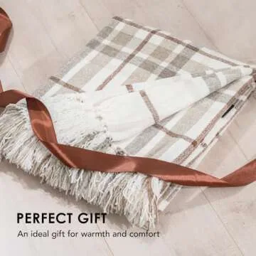 EVERGRACE Plaid Chenille Throw Blanket - Cozy & Decorative