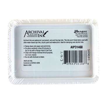 Ranger Archival Ink Pad, Jet Black – Permanent, Waterproof, Acid-Free, Non-Toxic – Won’t Bleed...