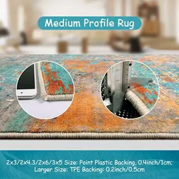 Lahome Modern Abstract Round Rug - 5Ft Colorful Living Room Rug Washable Kitchen Circle Rugs Soft Bedroom Mat, Contemporary Indoor Floor Dining Table Carpet for Bathroom Nursery Dorm Family Room