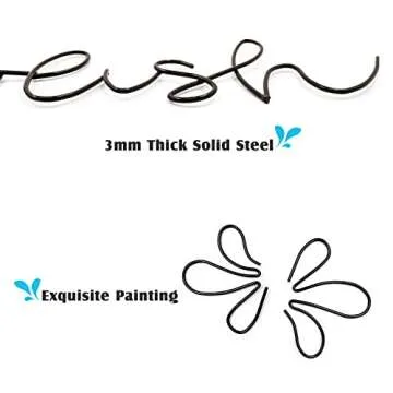 Qmetalart Bathroom Wall Decor, Upgraded Splish Splash Bathroom Decor Wall Art Black Metal Wire Words Funny Bathroom Signs Housewarming Wedding Gift Ideas