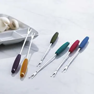 Trudeau Colorful Fondue Forks Set with Silicone Handles