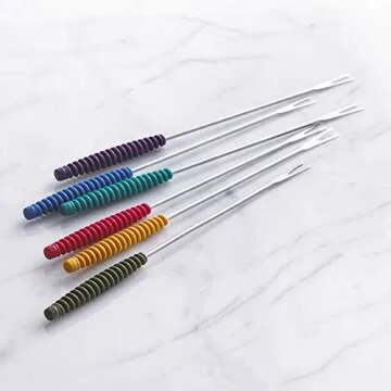 Trudeau Colorful Fondue Forks Set with Silicone Handles
