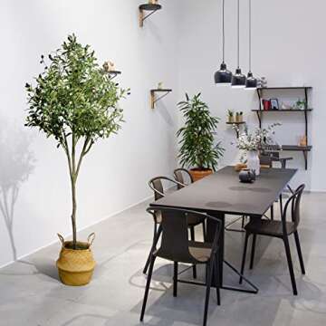 MARKABLE Artificial Olive Tree Potted Olive Plant Tall 70.9" Super Dense Branches Olive Fruits for Indoor Decor Outdoor Modern Home Office Living Room Office Bathroom Gift, 70.9 Inch Faux Olive Tree