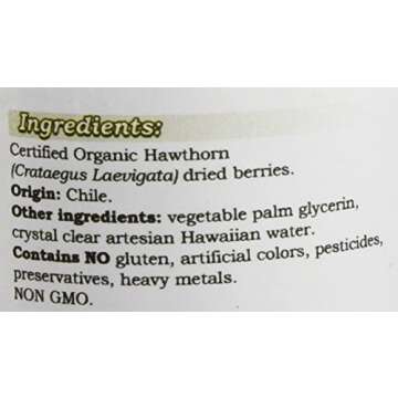 Hawthorn Alcohol-Free Liquid Extract, Organic Hawthorn (Crataegus Laevigata) Dried Berry Glycerite 2 oz