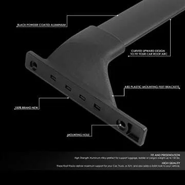 Auto Dynasty Pair of Factory Style Roof Rack Top Rail Cross Bars Cargo Carrier Compatible with Toyot...