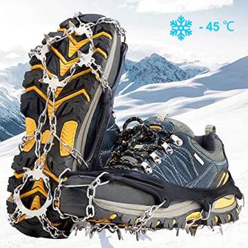 Crampons Ice Cleats Traction Snow Grips for Boots Shoes Women Men Anti Slip 19 Stainless Steel Spike...