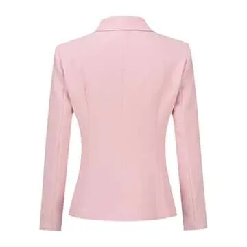 YUNCLOS Women's 2 Piece Office Work Suit Set One Button Blazer and Pants Pink