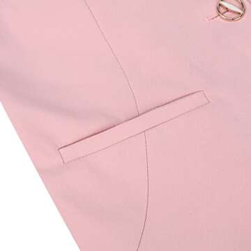 YUNCLOS Women's 2 Piece Office Work Suit Set One Button Blazer and Pants Pink