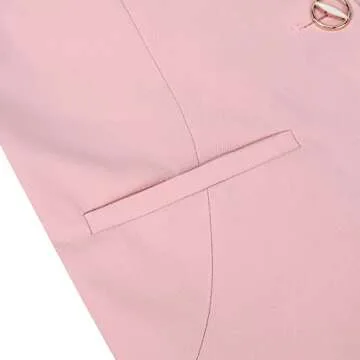 YUNCLOS Women's 2 Piece Office Work Suit Set One Button Blazer and Pants Pink