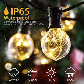 Novtech G40 LED Outdoor String Lights, 58Ft UL Approval IP65 Waterproof, 50+3 0.1w per Bulbs Energy Saving, Outside Decorative Lighting Hanging for Patio Porch Garden Bistro Cafe Party Wedding