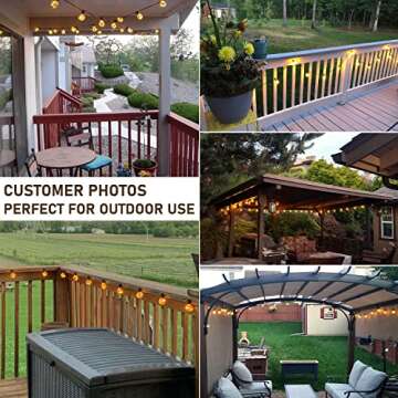 Novtech G40 LED Outdoor String Lights, 58Ft UL Approval IP65 Waterproof, 50+3 0.1w per Bulbs Energy Saving, Outside Decorative Lighting Hanging for Patio Porch Garden Bistro Cafe Party Wedding