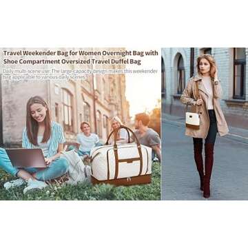 Weekender Bags for Women Overnight Bag with Shoe Compartment and Toiletry Bags Large Travel Duffel B...
