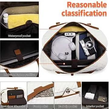 Weekender Bags for Women Overnight Bag with Shoe Compartment and Toiletry Bags Large Travel Duffel Bag Carry On Shoulder Tote with Trolley Sleeve 21" for Weekend Traveling Business Trip, Gym