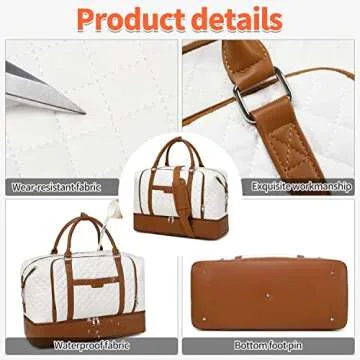 Weekender Bags for Women Overnight Bag with Shoe Compartment and Toiletry Bags Large Travel Duffel Bag Carry On Shoulder Tote with Trolley Sleeve 21" for Weekend Traveling Business Trip, Gym