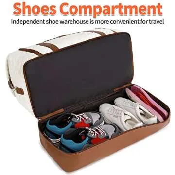 Weekender Bags for Women Overnight Bag with Shoe Compartment and Toiletry Bags Large Travel Duffel Bag Carry On Shoulder Tote with Trolley Sleeve 21" for Weekend Traveling Business Trip, Gym