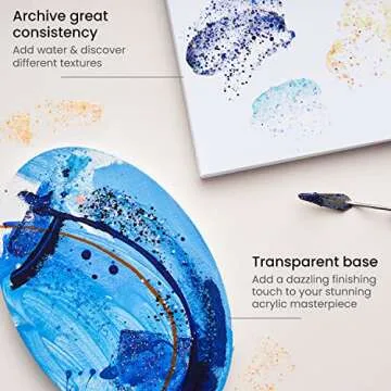 ARTEZA Glitter Acrylic Paint, 14 Iridescent Colors, 2 fl oz Bottles, Transparent Base, Iridescent Paint with Chunky Glitter, Art Supplies for Adding Accents to Canvas, Paper, Wood, and Glass