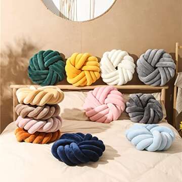 SLANKE Knot Pillow Ball Large Decorative Throw Pillows 13.8 inch Soft Velvet Round Knotted Pillow fo...