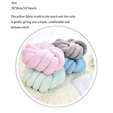 SLANKE Knot Pillow Ball Large Decorative Throw Pillows 13.8 inch Soft Velvet Round Knotted Pillow for Home Bed Room Couch Decor Office Sofa Decoration Cushion Plush Pillow Beige