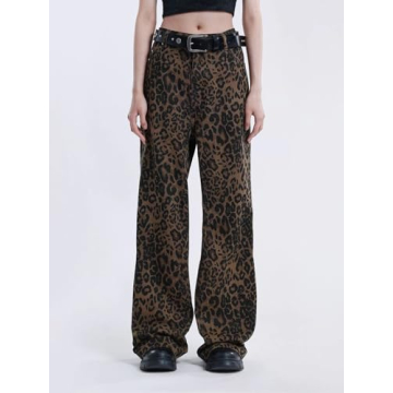 Aelfric Eden Leopard Print High Waist Jeans Unisex