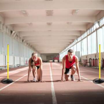 ASENVER Soccer Agility Poles Set Detachable Sports Trainning Speed Pole Slalom Poles with Rubber Bas...