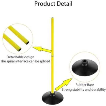 ASENVER Soccer Agility Poles Set Detachable Sports Trainning Speed Pole Slalom Poles with Rubber Base Sport Traning Equipment (3.3 FT, Pack of 4)