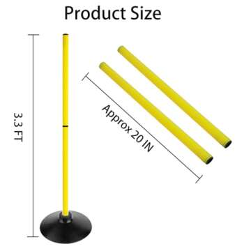 ASENVER Soccer Agility Poles Set Detachable Sports Trainning Speed Pole Slalom Poles with Rubber Base Sport Traning Equipment (3.3 FT, Pack of 4)