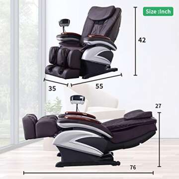 Full Body Electric Shiatsu Massage Chair Recliner with Built-in Heat Therapy Air Massage System Stretch Vibrating for Home Office Living Room PS4,Brown